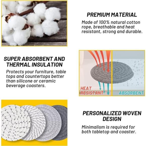 8 Pcs Drink Coasters with Holder, 4 Colors Absorbent Coasters for Drinks - Picture 2 of 6